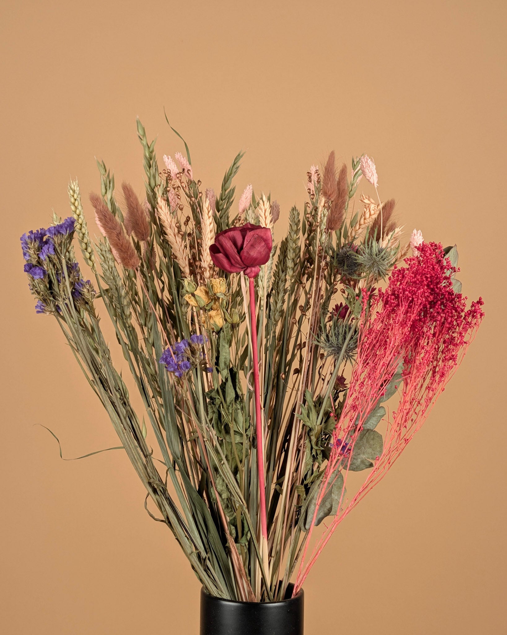 Burgundy Bliss – Droogbloemen Veldboeket (60 cm)