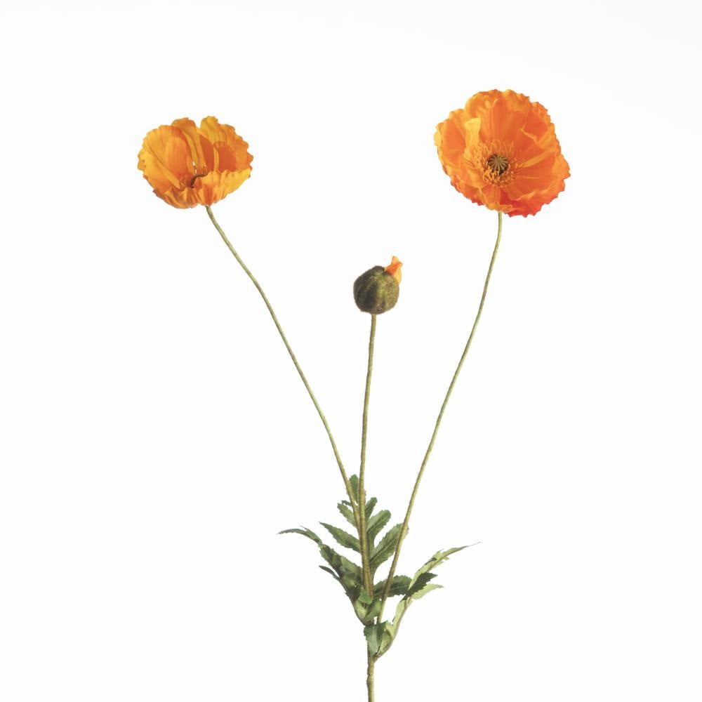 Branche de pavot en soie – Pavot orange (75 cm)