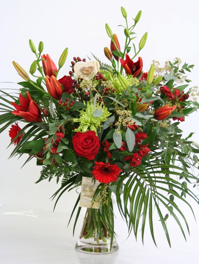 Bouquet Green rouge Gloria Love Romantisme