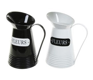 Zinc watering can in black and white