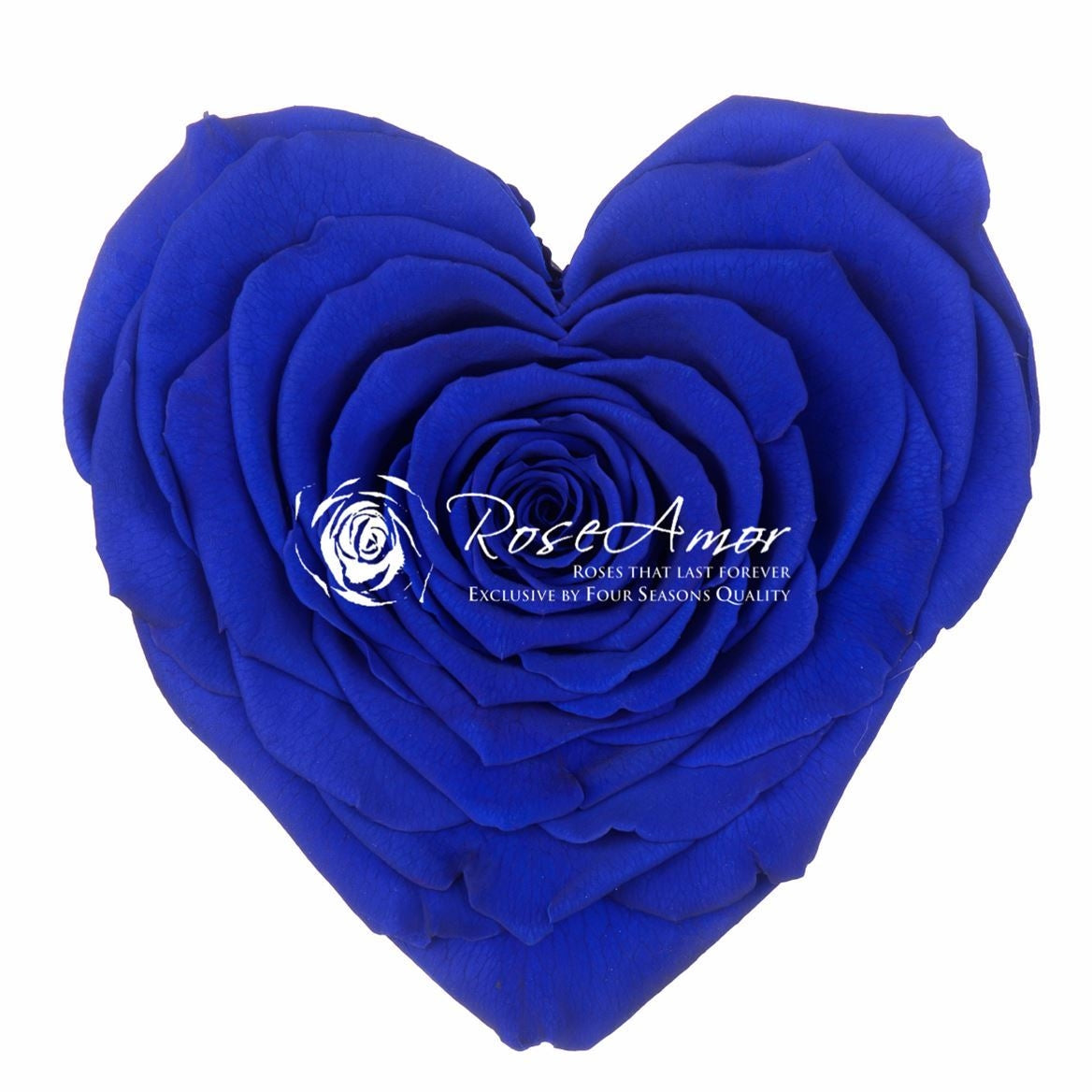 Geconserveerd blauwe Rozen hart in een cadeaubox