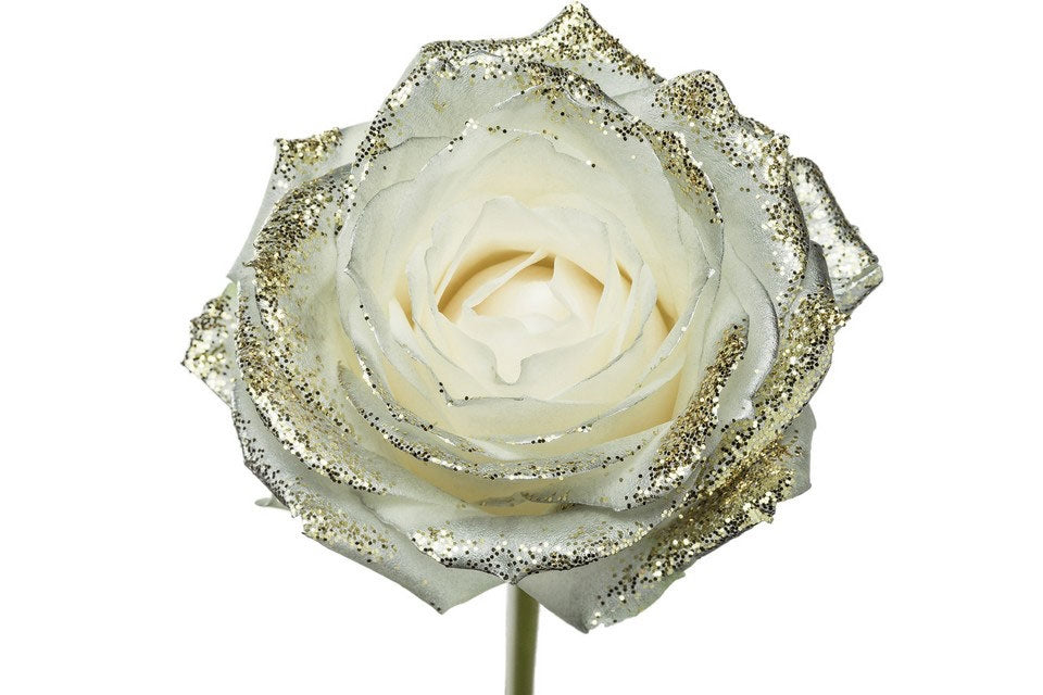 Boeket van grootbloemige witte Rozen met parelmoer glitters