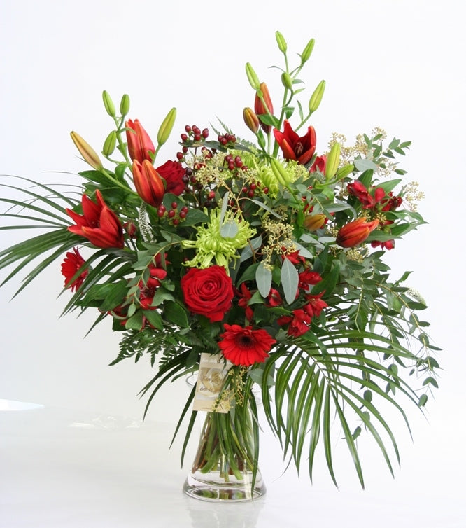 Boeket bloemen Rood groene Gloria Bedankt