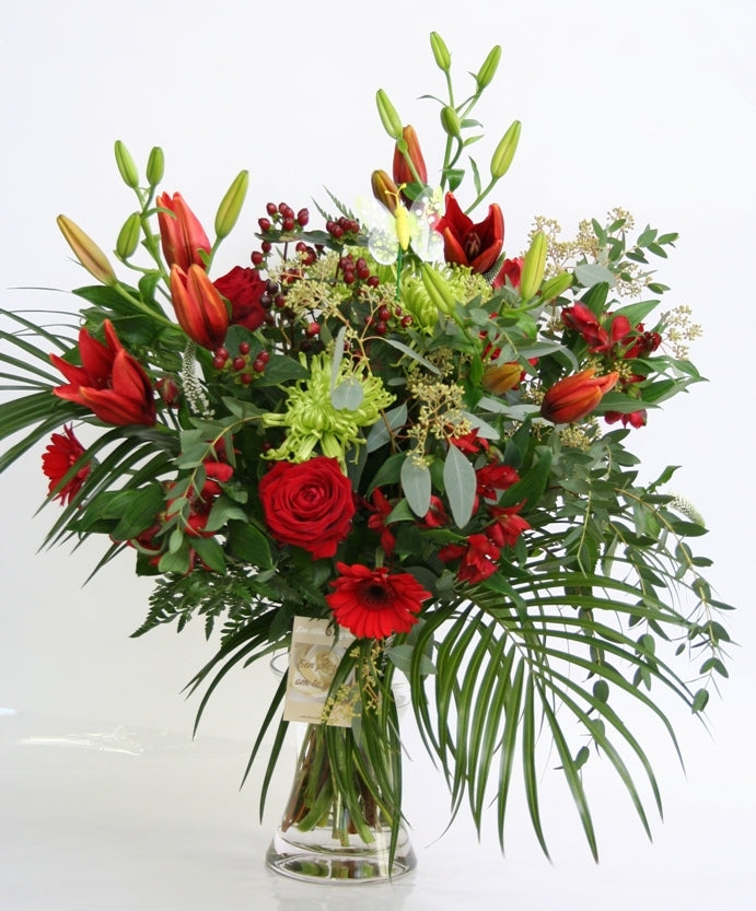 Bouquet Flowers Red Green Gloria Congratulations