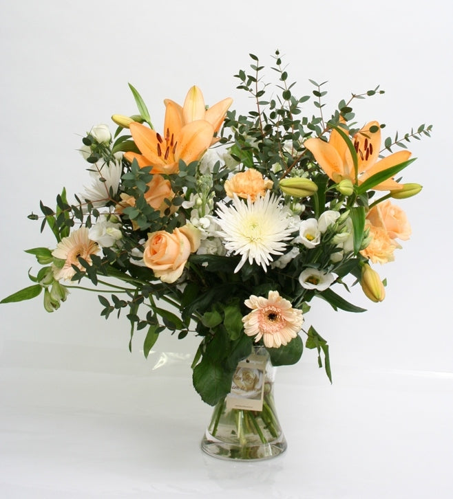 Bouquet Bloemen Tenddrese Oranje Peach Félicitations