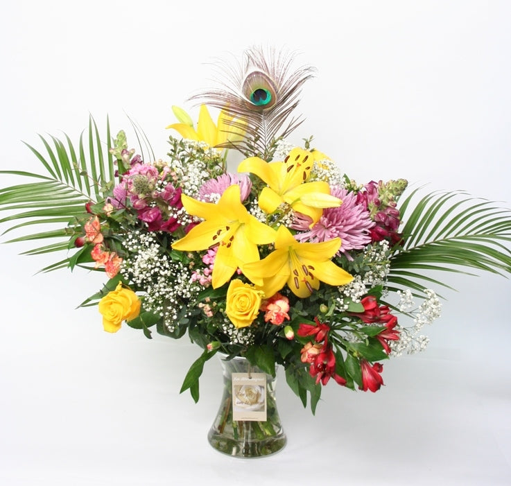 Bouquet of flowers proudly as a peacock thanks