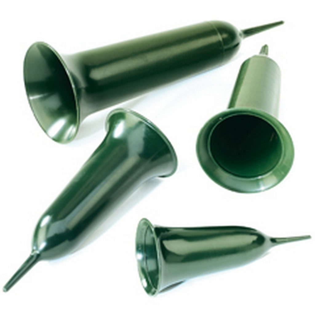 Plastic green grave vase with a length of 37 cm