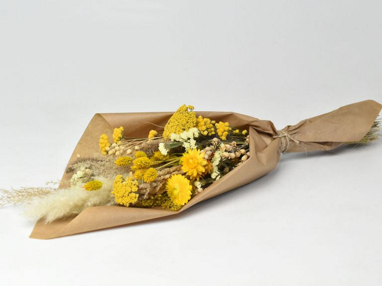 Dry flowers bouquet yellow natural 60cm