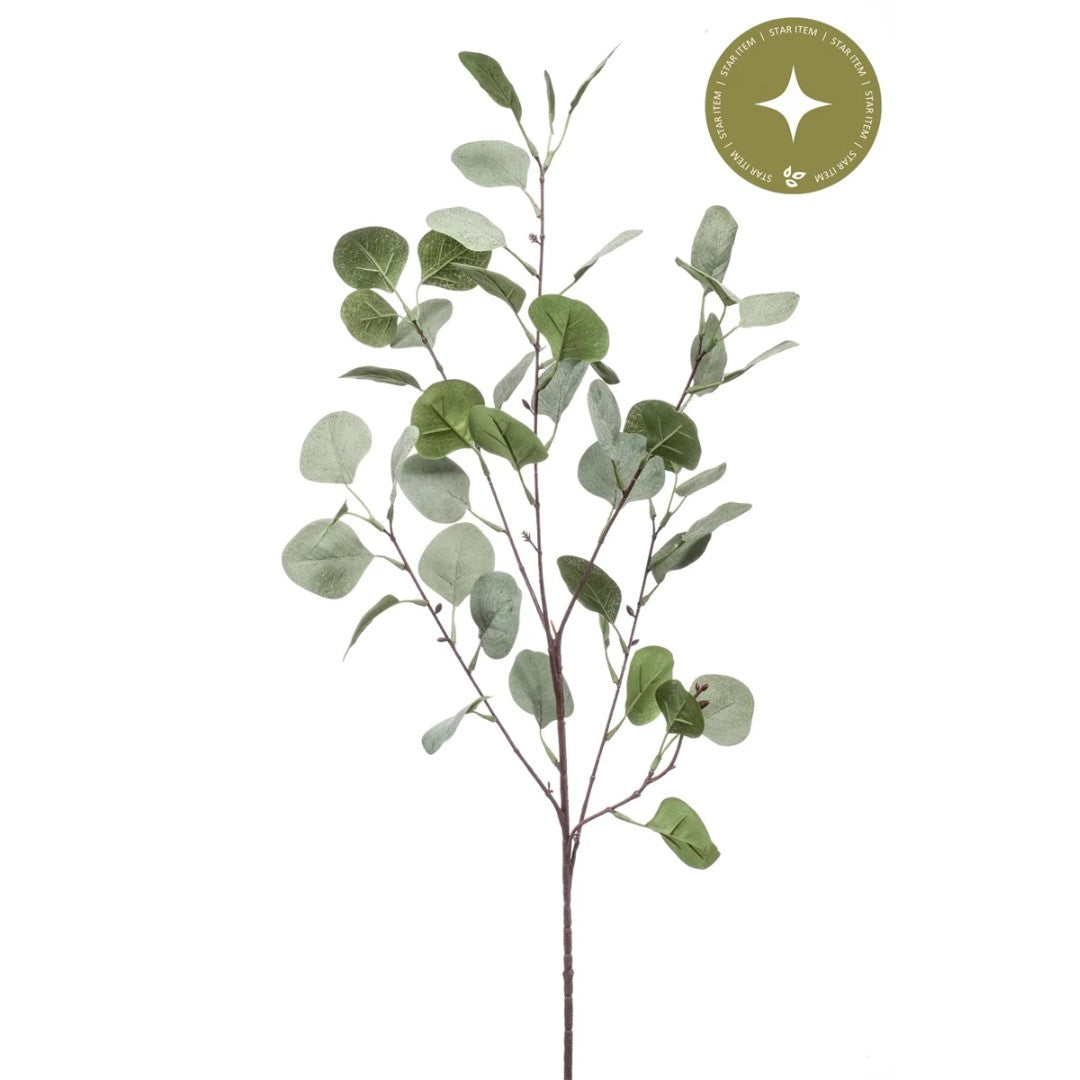 Branche d'eucalyptus en soie – Gris-vert (87 cm)