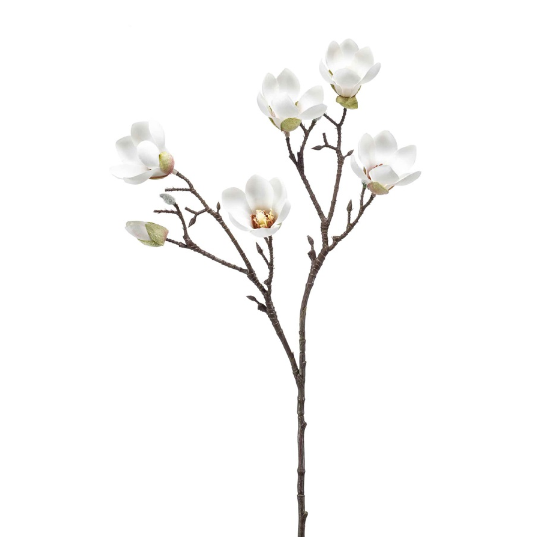 Zijde Magnolia Mini Tak – Crème (65 cm)