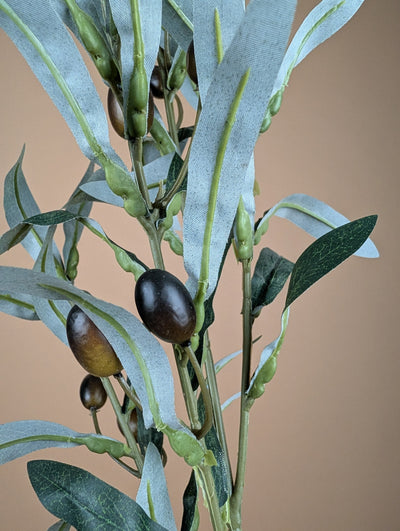 Branche d'olivier en soie – Verte (75 cm)