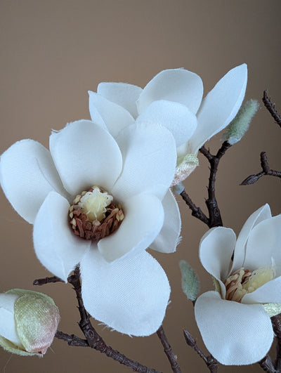 Mini branche de magnolia en soie – Crème (65 cm)