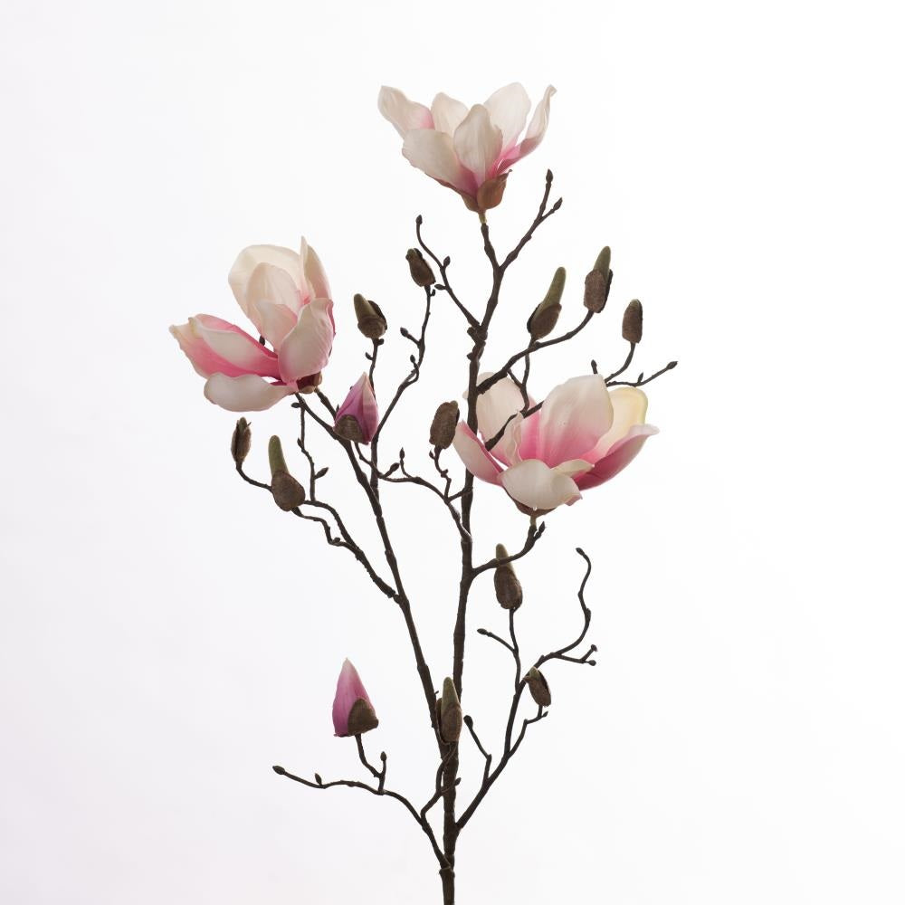 Zijde Magnolia Tak – Crème &amp; Zachtroze (86 cm)