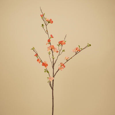 Branche de Chaenomeles en Soie – Rose Saumon & Pêche (81 cm)
