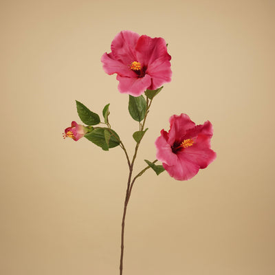 Branche d'hibiscus en soie – Rose fuchsia (102 cm)