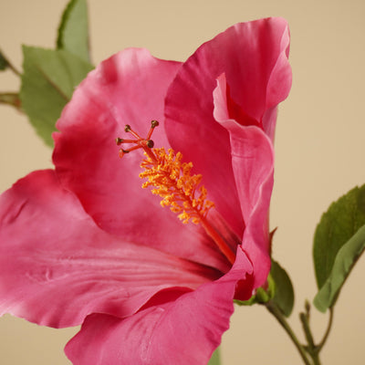 Branche d'hibiscus en soie – Rose fuchsia (102 cm)