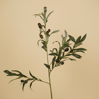 Branche d'olivier en soie – Verte (75 cm)